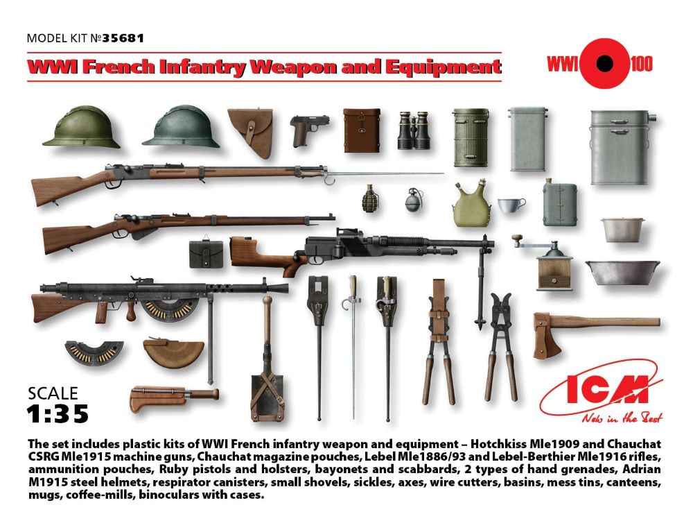 ICM Models 1/35 WWI French Infantry Weapons & Equipment