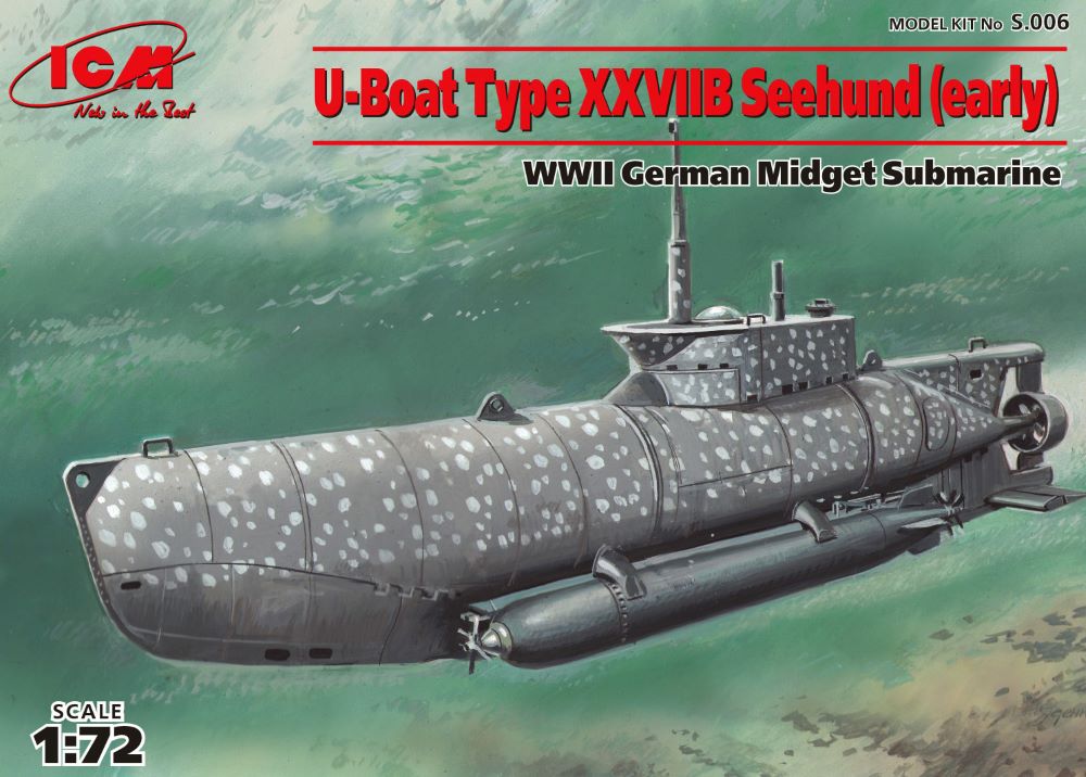ICM Models 1/72 WWII U-Boat Type XXVIIB Seehund (Early) German Midget Submarine