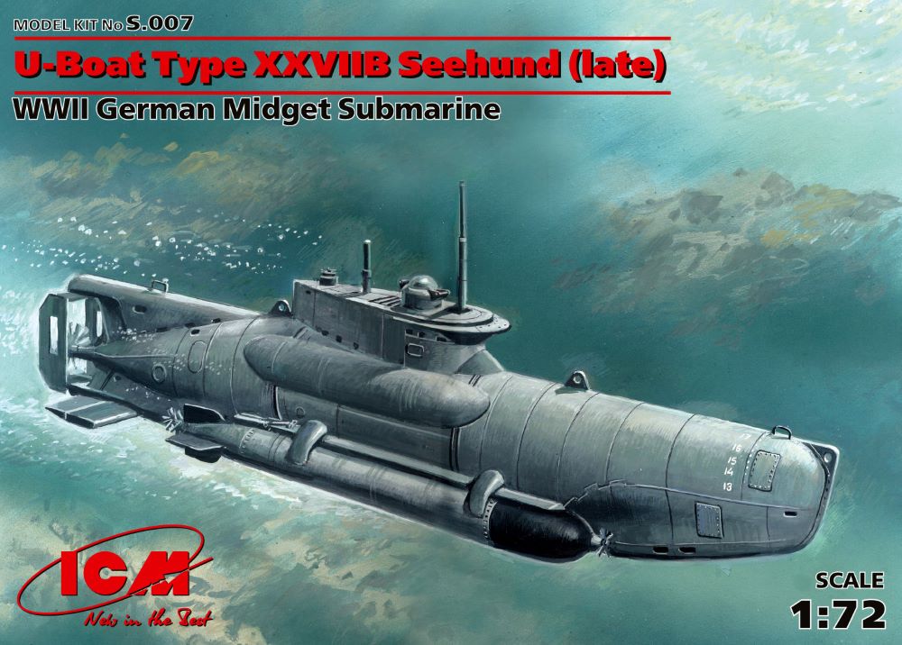 Image 0 of ICM Models 1/72 WWII U-Boat Type XXVIIB Seehund (Late) German Midget Submarine