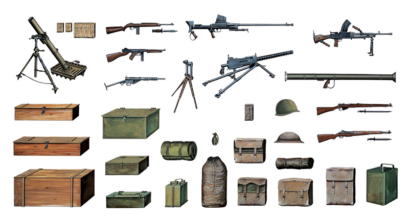 Image 0 of Italeri 1/35 WWII Accessories (Guns, Crates, Bags, etc.)