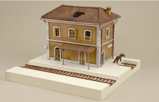 Image 0 of Italeri 1/72 2-Story Ruined Railroad Station w/Track Pieces