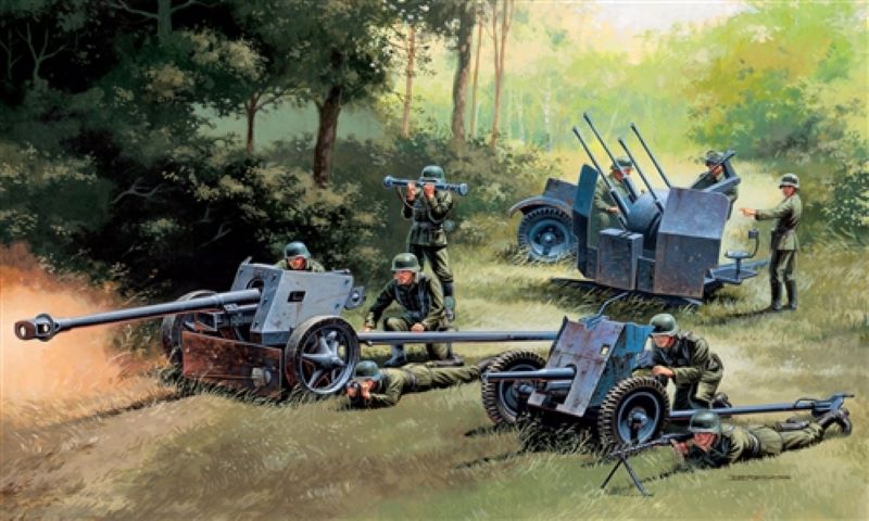 Image 0 of Italeri 1/72 German Gun Set: Pak 37, Pak 40, Flak 38