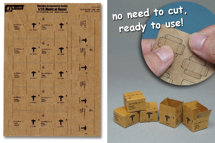 Js Work Models 1/35 US Army Medical Boxes (7pcs) (Precut Cardboard)
