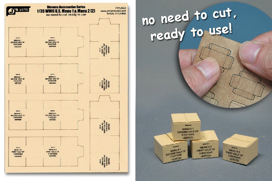 Image 0 of Js Work Models 1/35 WWII US Military MRE Large Boxes (6pcs) (Pre-cut Cardboard)