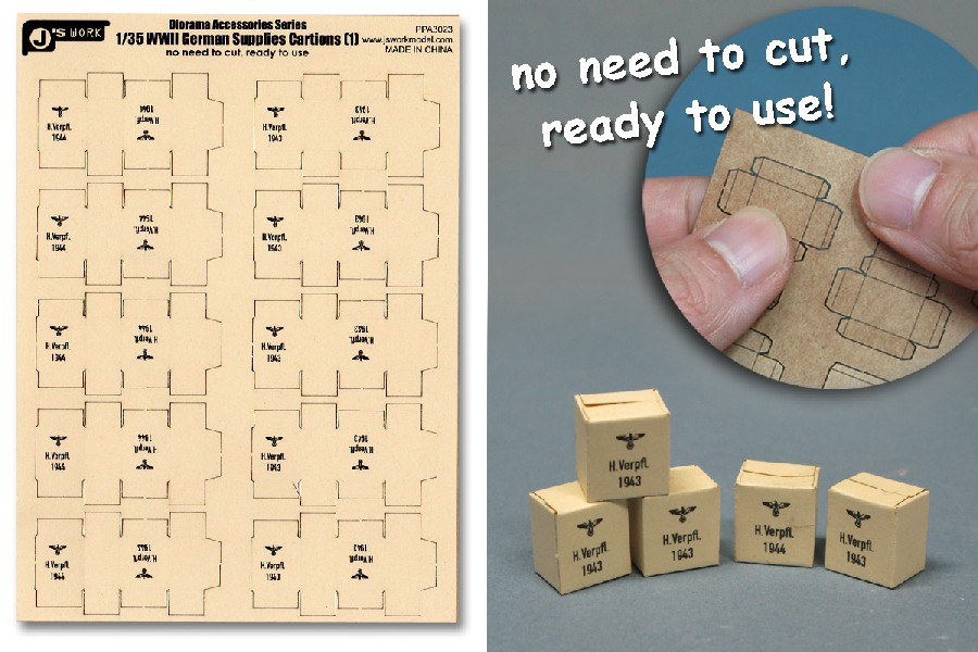 Image 0 of Js Work Models 1/35 WWII German Supplies Cartons (10pcs) (Pre-cut Cardboard)