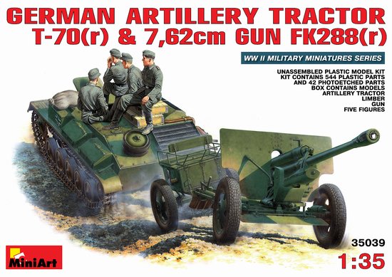 Miniart Models 1/35 German Artillery Tractor T70r & 7.62cm Gun FK288(r) w/5 Crew