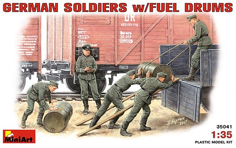 Image 0 of Miniart Models 1/35 German Soldiers (5) w/Fuel Drums