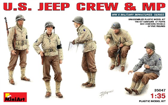 Image 0 of Miniart Models 1/35 US Jeep Crew & MP (5)