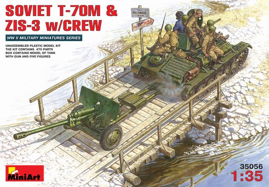 Image 0 of Miniart Models 1/35 Soviet T70M Tank & ZIS3 Gun w/5 Crew
