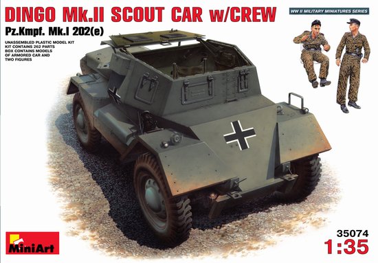 Image 0 of Miniart Models 1/35 Dingo Mk II PzKmpf Mk I 202(e) Scout Car w/2 Crew