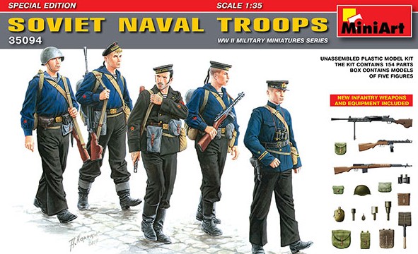 Image 0 of Miniart Models 1/35 Soviet Naval Troops (5) w/Weapons & Equipment (Special Editi