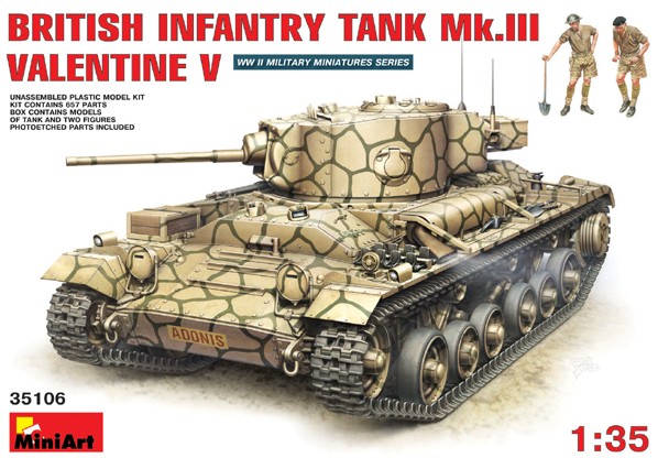 Image 0 of Miniart Models 1/35 Valentine V Mk III British Infantry Tank w/2 Crew