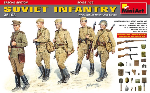 Image 0 of Miniart Models 1/35 Soviet Infantry (5) w/Weapons & Equipment (Special Edition)