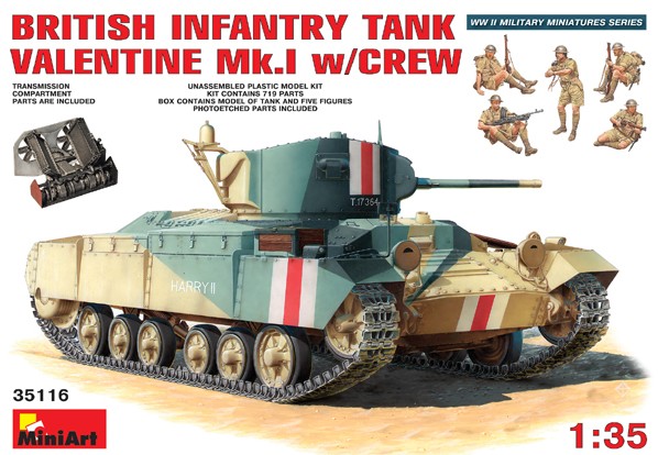 Image 0 of Miniart Models 1/35 Valentine Mk I British Infantry Tank w/5 Crew (D)