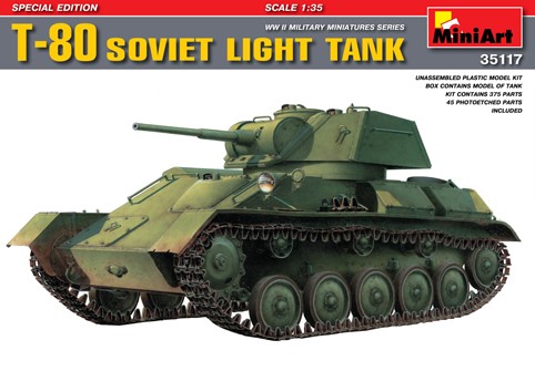 Miniart Models 1/35 Soviet T80 Light Tank (Special Edition)