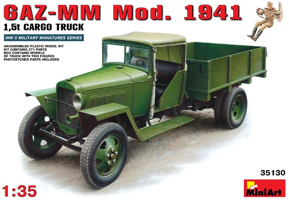 Miniart Models 1/35 GAZ-MM Mod 1941 WWII Cargo Truck w/2 Figures