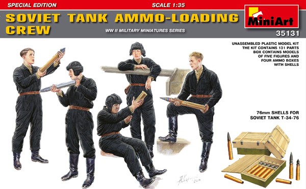 Image 0 of Miniart Models 1/35 Soviet Tank Ammo Loading Crew (5) w/Ammo Boxes & Shells (Spe
