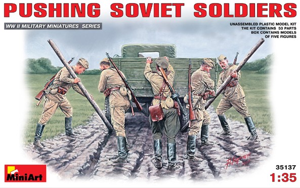 Miniart Models 1/35 Pushing Soviet Soldiers (5)