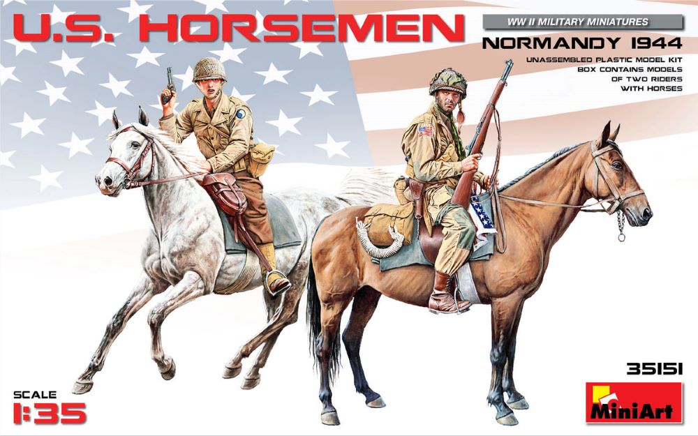 Miniart Models 1/35 US Horsemen Normandy 1944 (2 Mtd)