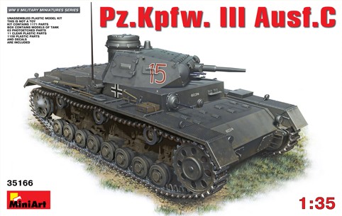 Image 0 of Miniart Models 1/35 PzKpfw III Ausf C Tank
