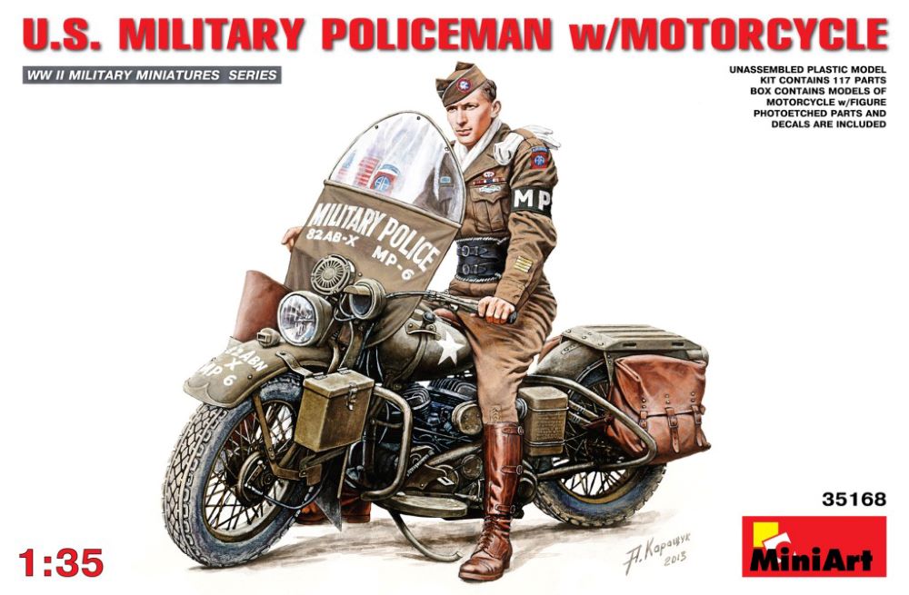 Image 0 of Miniart Models 1/35 US Military Policeman w/Motorcycle