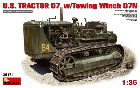 Miniart Models 1/35 US Tractor D7 w/D7N Towing Winch