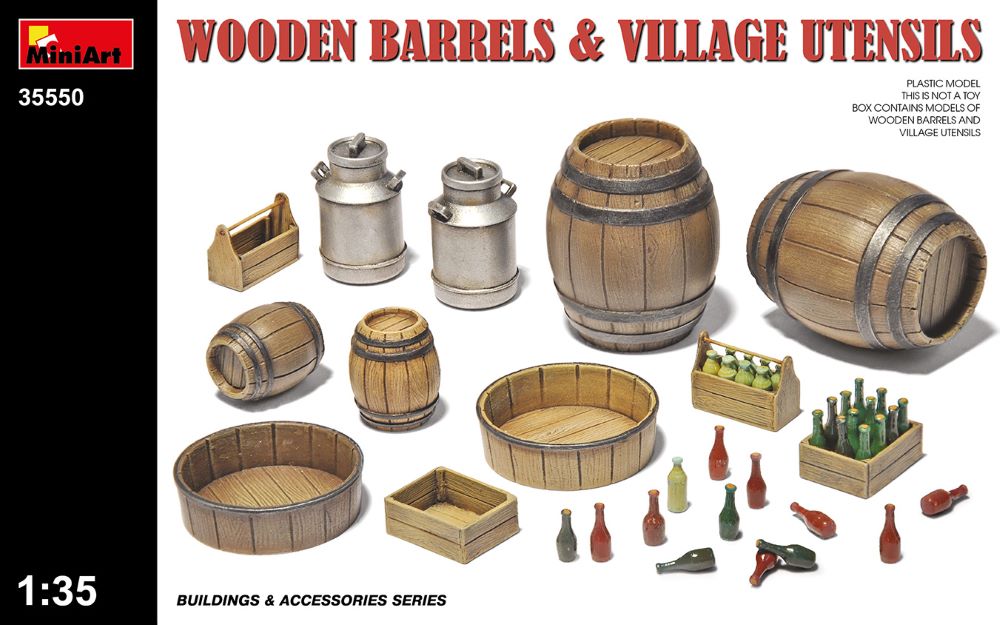 Image 0 of Miniart Models 1/35 Wooden Barrels & Village Accessories