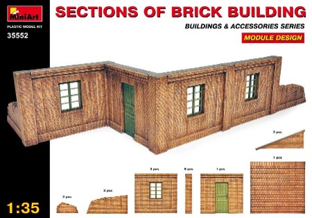 Miniart Models 1/35 Sections of Brick Building Module Design (Re-Issue)