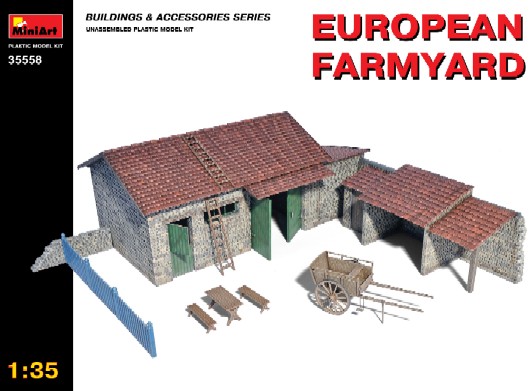 Miniart Models 1/35 European Farmyard Building, Storage Shed & Accessories