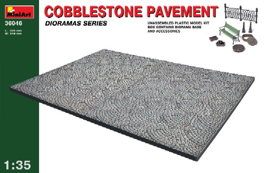 Miniart Models 1/35 Cobblestone Pavement Section & Accessories