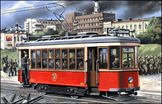 Image 0 of Military Wheels Models 1/72 Russian Tram Car Series X w/Street Section Base