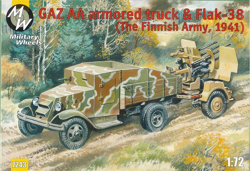 Image 0 of Military Wheels Models 1/72 WWII GAZ-AA Truck w/Flak 38 Gun Finnish Army 1941