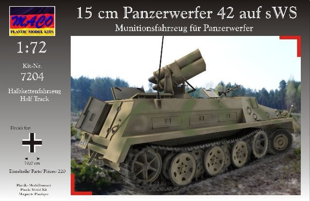 Image 0 of Maco Plastic Model Kits 1/72 WWII German sWS Halftrack w/15cm PzWerfer 42 Rocket