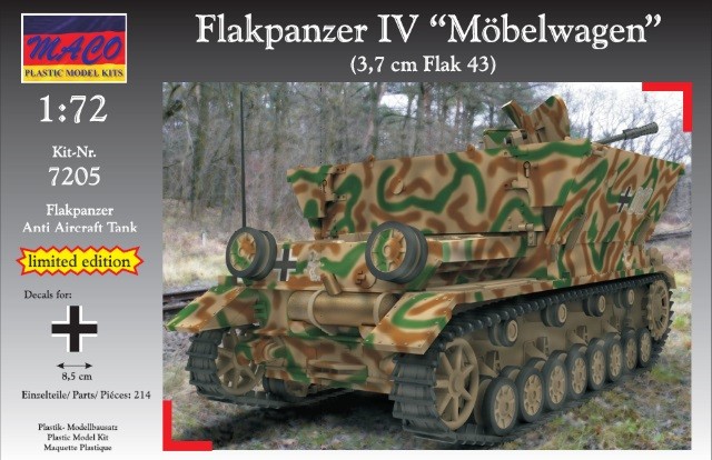 Image 0 of Maco Plastic Model Kits 1/72 WWII German Flakpanzer IV Moebelwagen Tank w Flak A