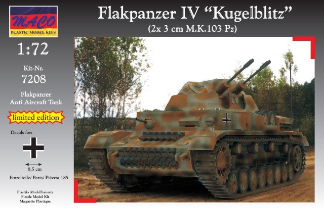 Image 0 of Maco Plastic Model Kits 1/72 WWII German Flakpanzer IV Kugelblitz AA Tank
