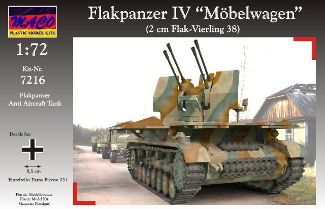Image 0 of Maco Plastic Model Kits 1/72 WWII German Flakpanzer IV Moebelwagen AA Tank wFlak