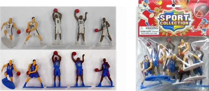 Image 0 of Basketball Action Figure Playset White & Blue Figures Set 101
