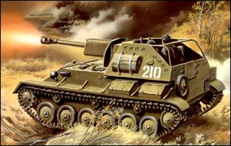 Unimodels Plastic Model Kit 1/72 SU76M WWII Russian Tank w/Self-Propelled Gun