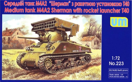 Image 0 of Unimodels Plastic Model Kit 1/72 M4A2 Sherman Medium Tank w/T40 Rocket Launcher