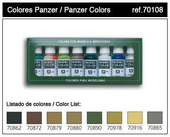 Vallejo Paints 17ml Bottle Panzer Model Color Paint Set (8 Colors)