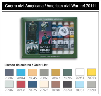Image 0 of Vallejo Paints 17ml Bottle American Civil War Model Color Paint Set (16 Colors)