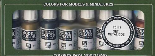 Vallejo Paints 17ml Bottle Metallics Model Color Paint Set (8 Colors)