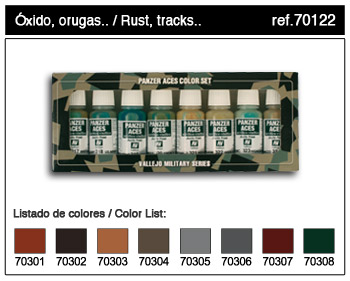 Vallejo Paints 17ml Bottle Panzer Aces Paint Set #1 (8  Colors: #301-308)