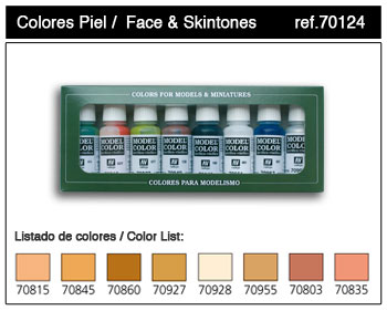 Vallejo Paints 17ml Bottle Face & Skin Tones Model Color Paint Set (8 Colors)