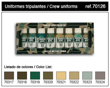 Vallejo Paints 17ml Bottle Panzer Aces Paint Set #3 (8 Colors: #317-324)