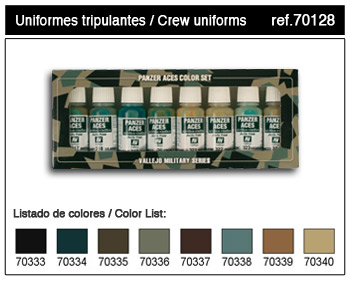 Image 0 of Vallejo Paints 17ml Bottle Panzer Aces Paint Set #5 (8 Colors: #333-340)