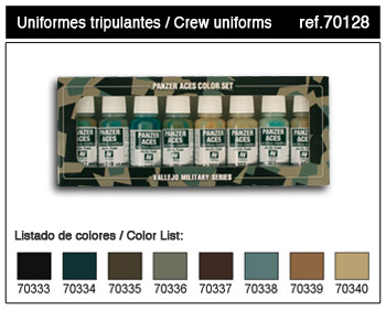 Vallejo Paints 17ml Bottle Panzer Aces Paint Set #5 (8 Colors: #333-340)