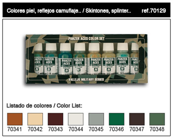 Image 0 of Vallejo Paints 17ml Bottle Panzer Aces Paint Set #6 (8 Colors: #341-348)