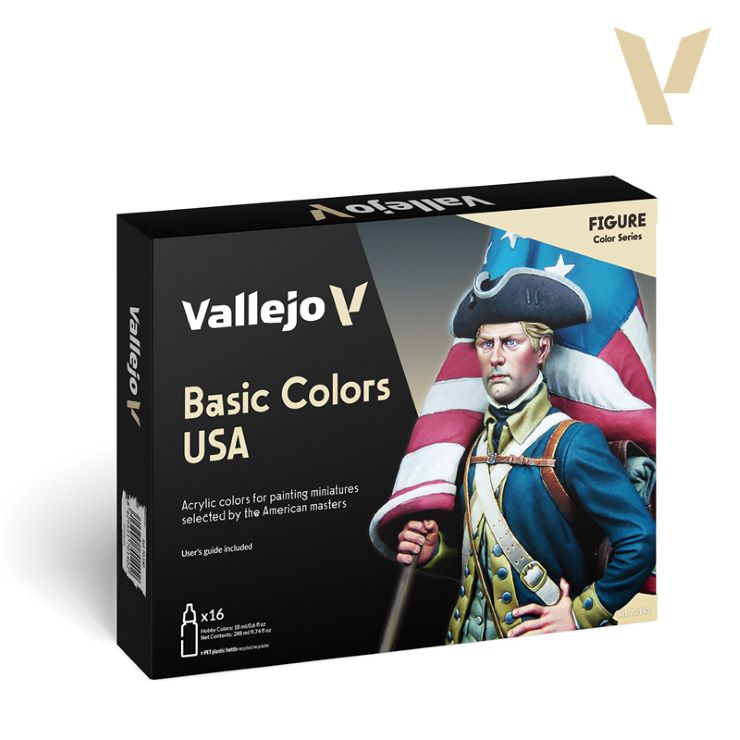 Vallejo Paints 17ml Bottle Basic USA Model Color Paint Set (16 Colors)