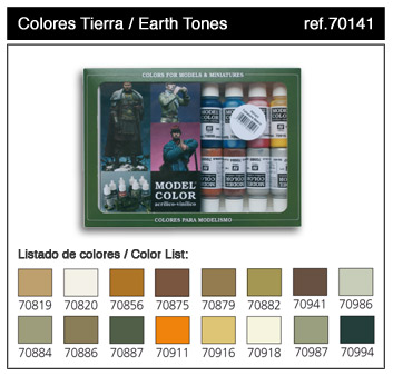 Vallejo Paints 17ml Bottle Earth Tones Model Color Paint Set (16 Colors)
